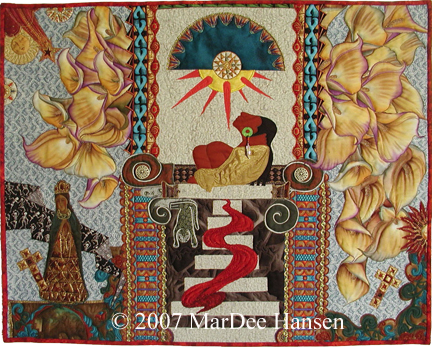 aztec, lillies, commission quilt
